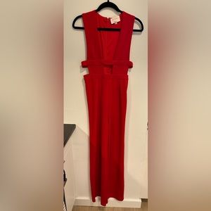 Miss Circle Red Cutout Jumpsuit